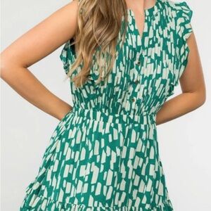 THML Teal and Cream Midi Dress